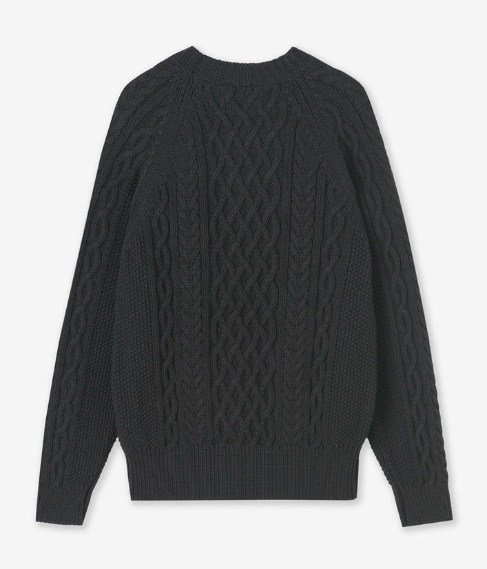 【junhashimoto】ARAN CREW NECK KNIT