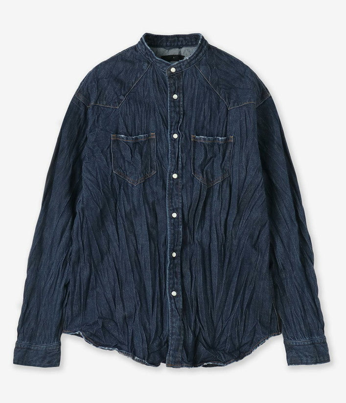 【junhashimoto】BAND COLLAR DENIM SH