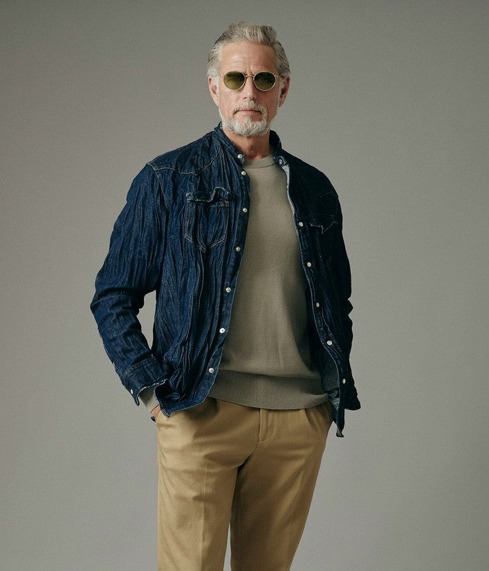 【junhashimoto】BAND COLLAR DENIM SH