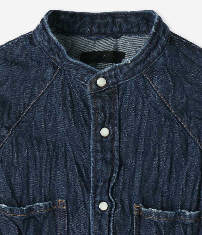 【junhashimoto】BAND COLLAR DENIM SH