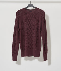 予約11月【junhashimoto】ARAN CREW NECK KNIT