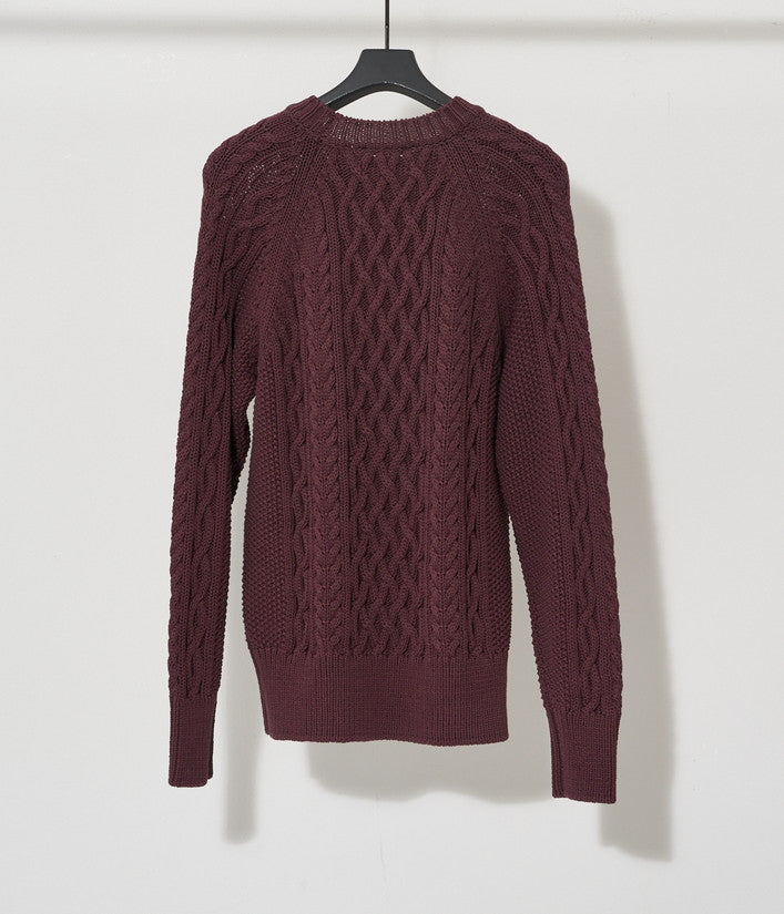 予約11月【junhashimoto】ARAN CREW NECK KNIT