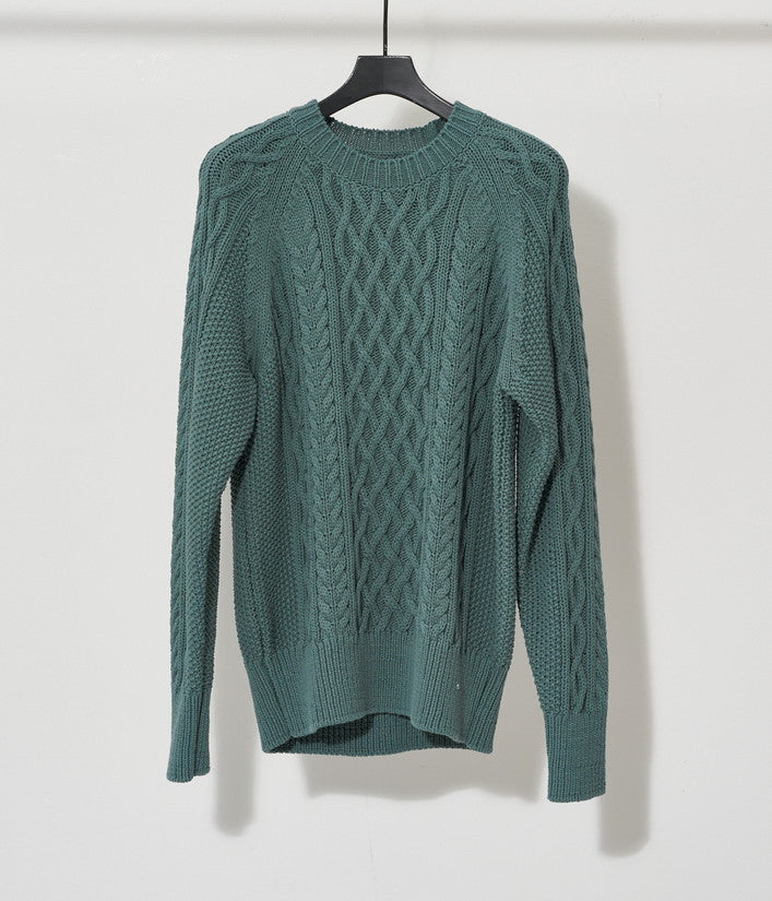 予約11月【junhashimoto】ARAN CREW NECK KNIT