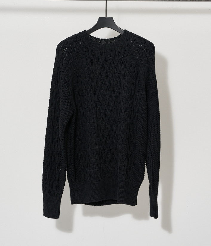 予約11月【junhashimoto】ARAN CREW NECK KNIT